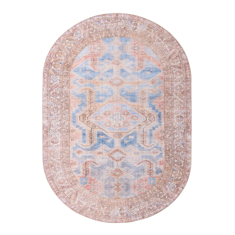 Bernabe Chenille Geometric Indoor Rug, Oval 7'6" x 10'6"