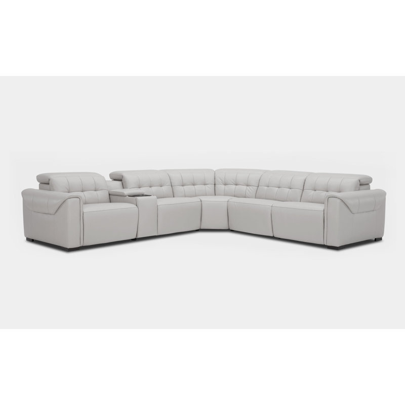 Canapé modulaire réversible inclinable en cuir véritable de 136 po de largeur Lolamae