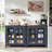 Farmhouse Sideboard Buffet Cabinet with 2 Glass Doors, Adjustable Shelves, Engineered Wood Coffee Bar Console Table-1810899855-1811895715-1810899853