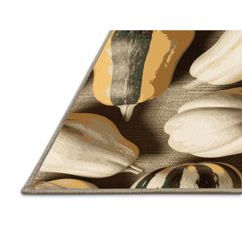  Tapis lavable avec courge musquée et courge, Rectangle 7 pi x 9 pi
