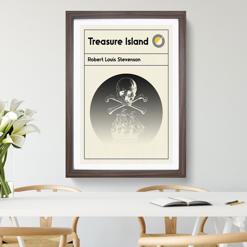 Book Cover Treasure Island Robert Louis Stevenson - Picture Frame Graphic Art, Walnut, 36cm H x 27cm W x 2cm D