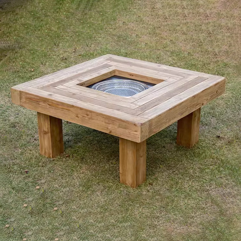 Modern Burlywood Solid Wood Square Coffee Table