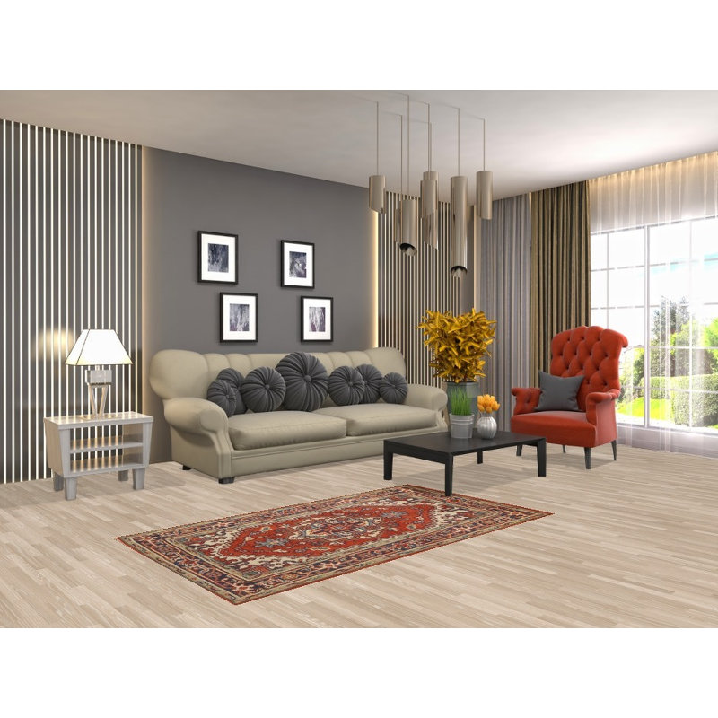 Tapis indien orange en laine 3x5