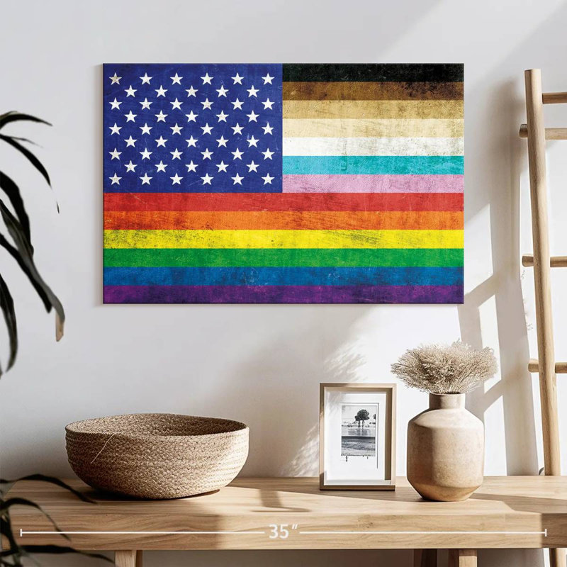 Grunge American Pride Flag, 16" H x 24" W