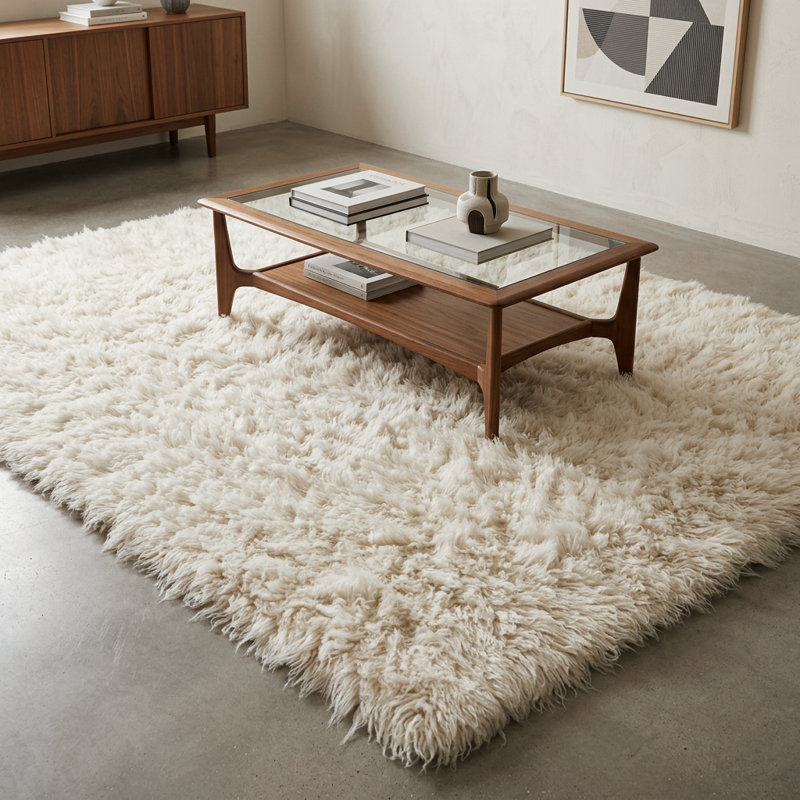 Tapis en laine Stylsih Flokati, Carré 6 pi