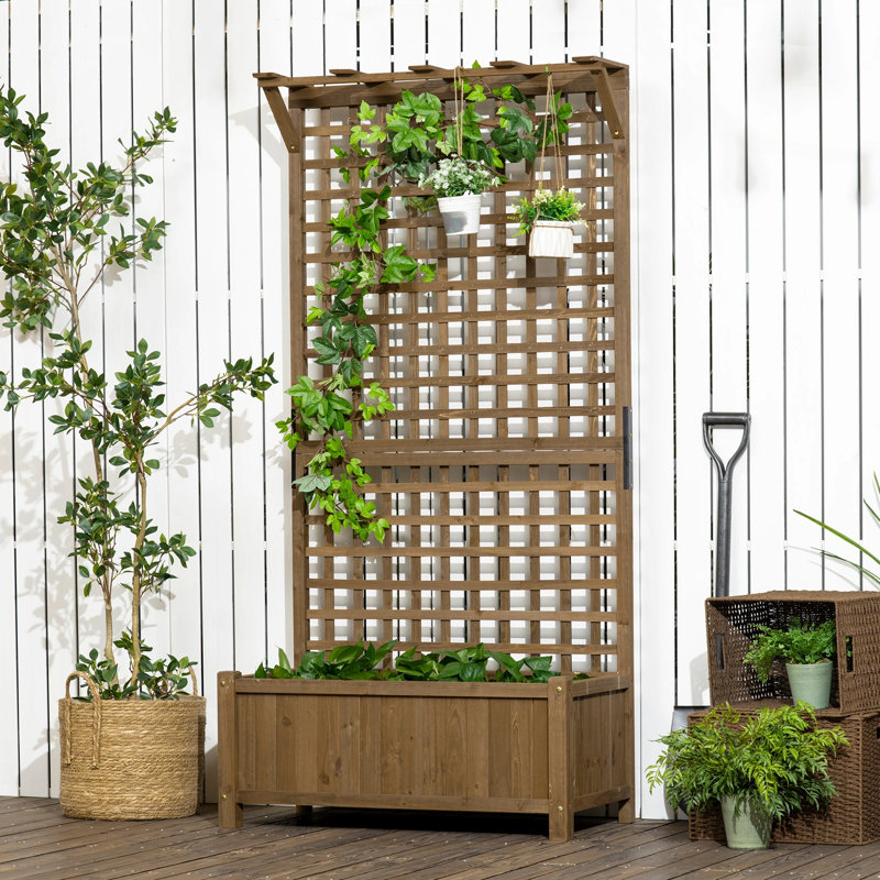 Brotherson Wood Elevated Planter, Brown
