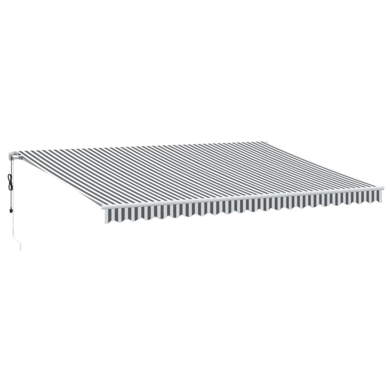Automatic Retractable Awning 500X350 Cm, Striped, White/Anthracite