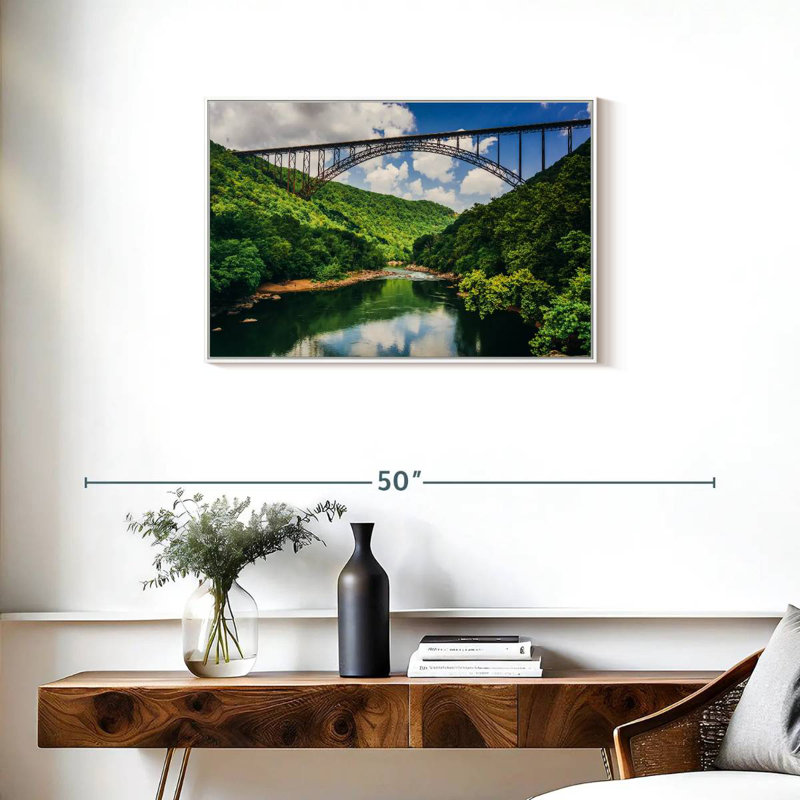 Pont New River Gorge, 31 po x 21 po, Cadre flottant blanc