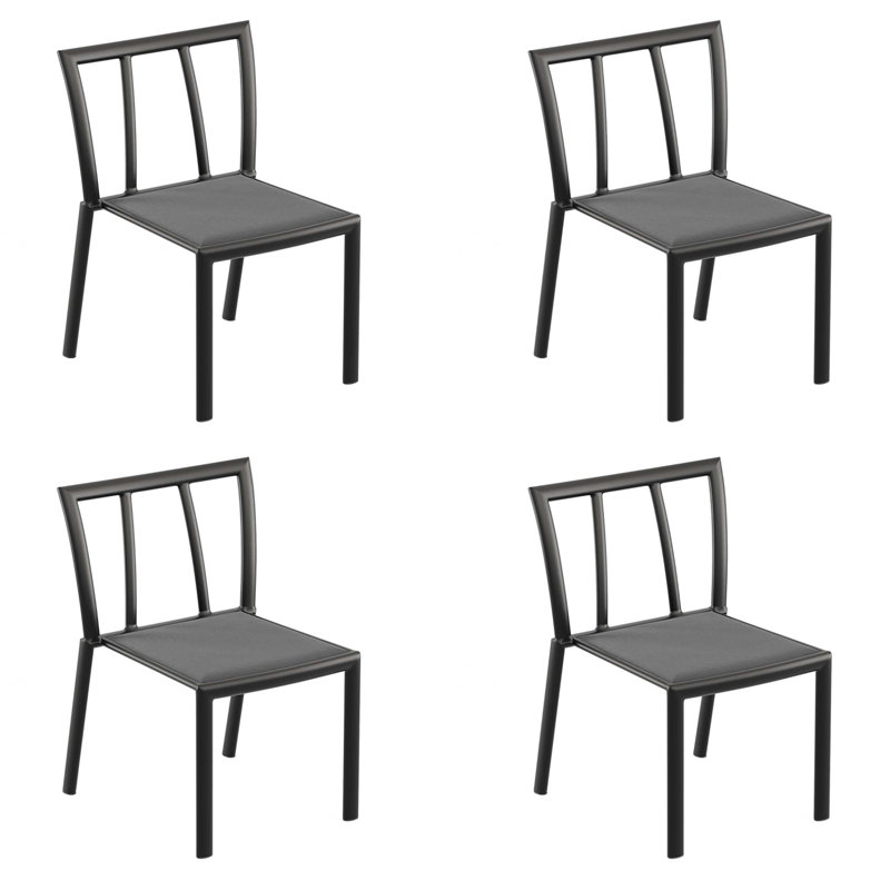 Markoe Stacking Metal Patio Side Chair, 4