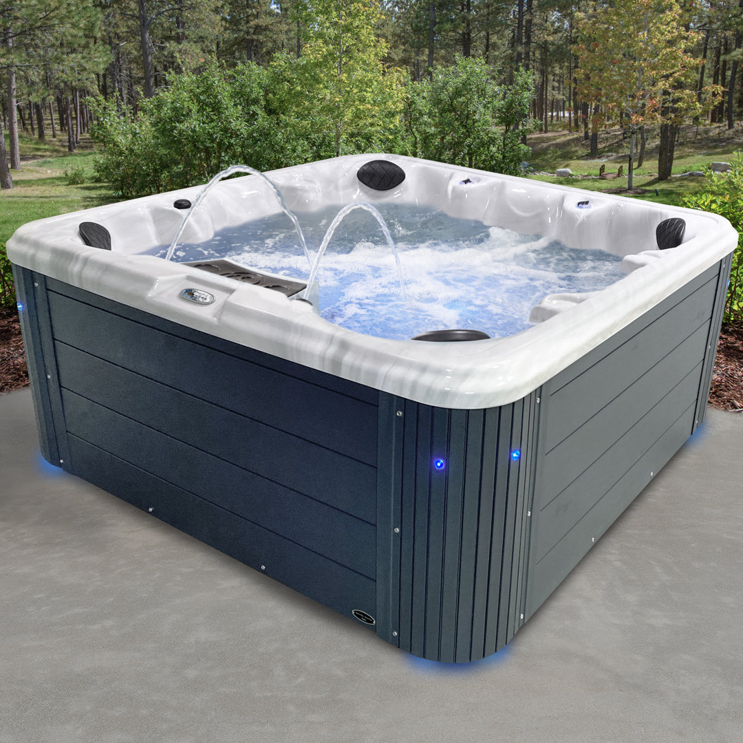 Insight 7-Person 34-Jet, 86-Port Acrylic Non-Lounger Hot Tub Spa, Stainless Steel Heater with Ozonator, LED Lighting, LED Ice Bucket and Insulated Cover Included Aqualife® by Strong Spas® Color: Gray