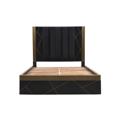 Allure    Bed Made With Mango Wood And Finished With Brass Metal