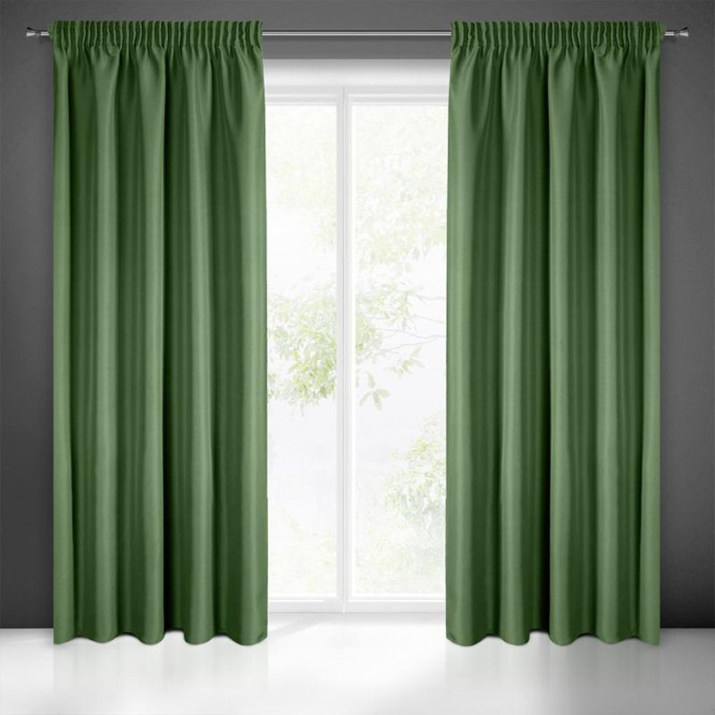 Rita 4 Slot Top Blackout Curtain, Green, 140 W x 270 D cm 