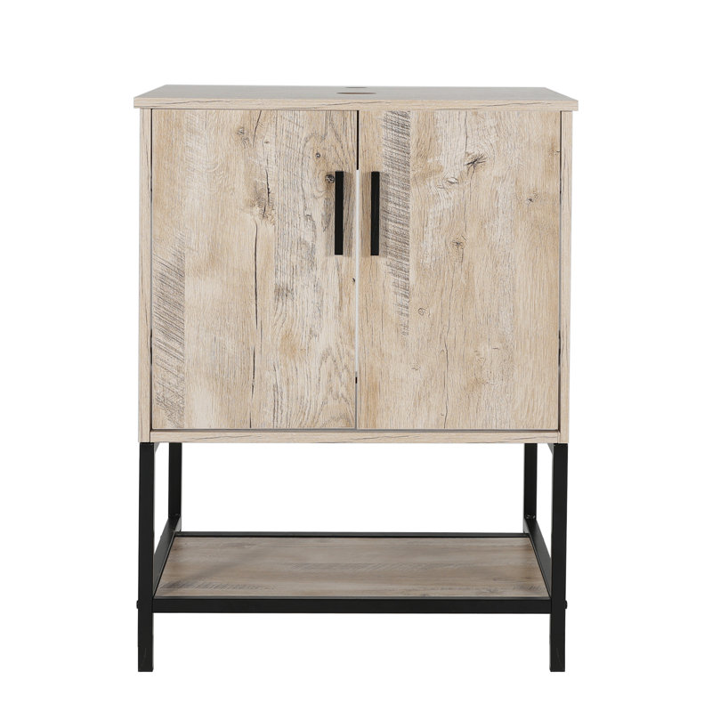 Eclife 24" Oak Freestanding Bathroom Vanity with Bottom Shelf