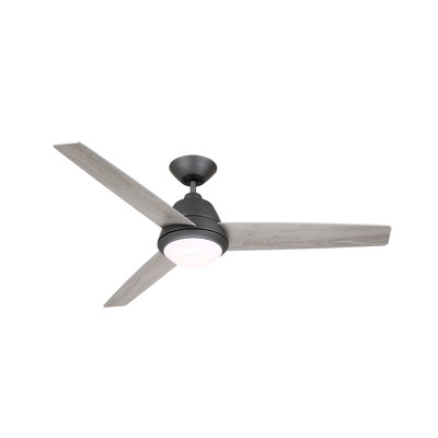 Ventilateur de plafond standard à DEL à 3 pales de 52 po avec commande murale et ensemble d'éclairage inclus