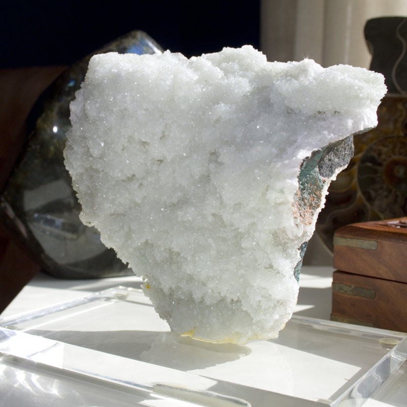 Miniature Apophyllite, Stilbite and Heulandite. Acrylic Mounted.