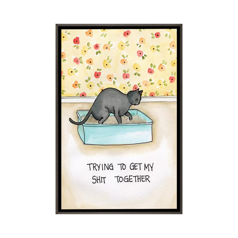 "Shit Together" par Jamie Morath-impression, H 26 po x l 18 po x 1,5 po, Toile avec cadre gris, Pas de tapis