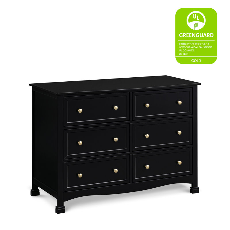 Ebony Horizontal Double Nursery Dresser with 6 Spacious Drawers