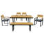 Ensemble repas 6 pièces pour l'extérieur, 1 table avec 4 chaises, 1 banc pour patio, jardin, cour arrière-1013679317