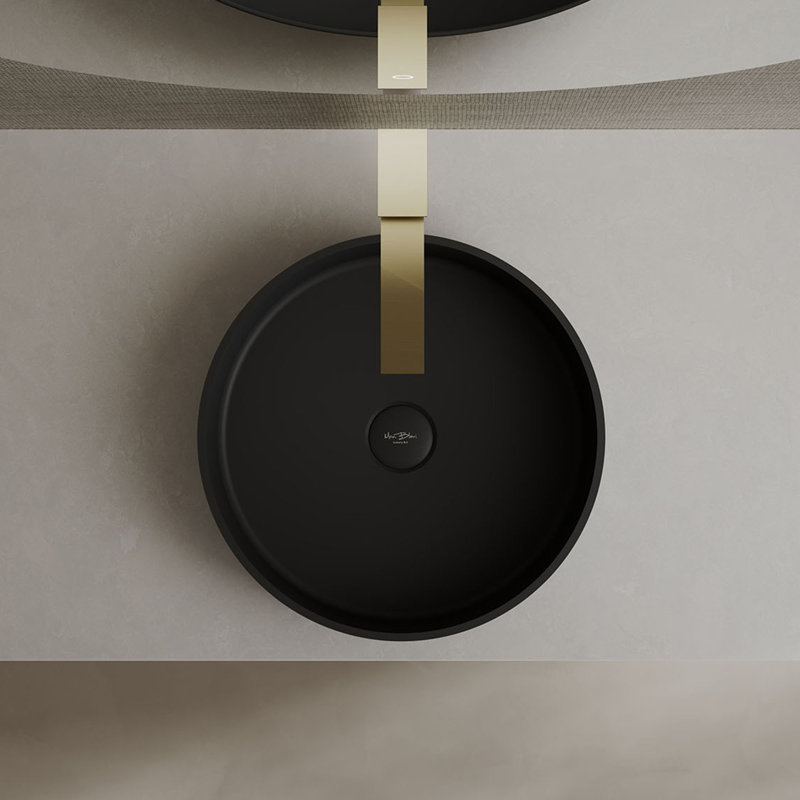 Évier vasque rond à surface solide 16 "Monblari - Noir mat, Noir mat