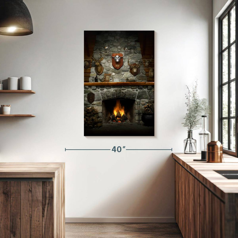 Lilie Rustic Stone Fireplace, 39" H x 26" W