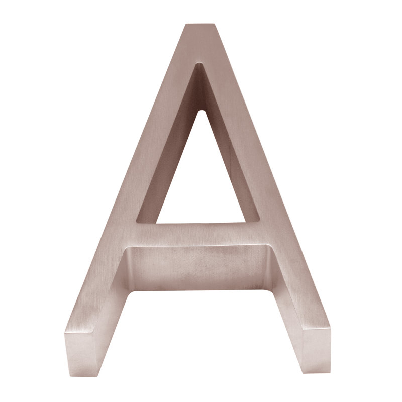 5" Floating Mount House Letter, A, Satin Stainless Steel