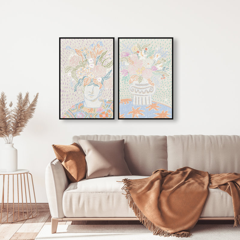 Summer Flourish Set Set by Oliver Gal, 32"H x 22"W, Black Floater Frame
