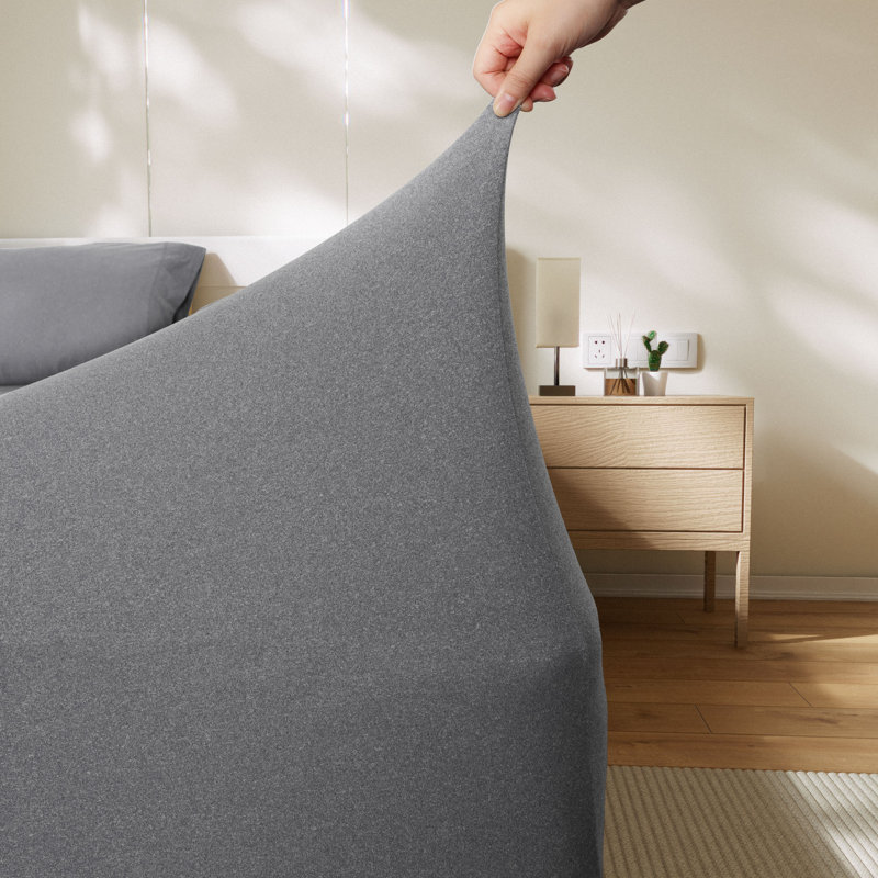 Wayfair Basics® Ultra Soft Jersey Knit All-Season Sheet Set, Heather Gray, Queen Sheet Set with 2 Pillowcases