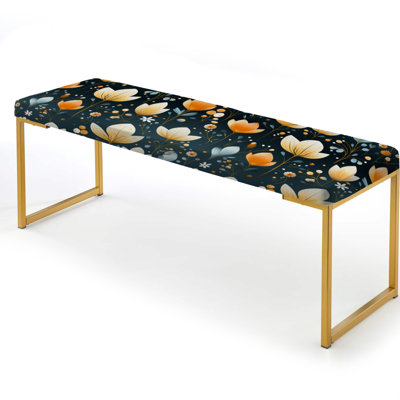 Scandinavian Botanical Collage III - Botanical Upholstered Gold Bench