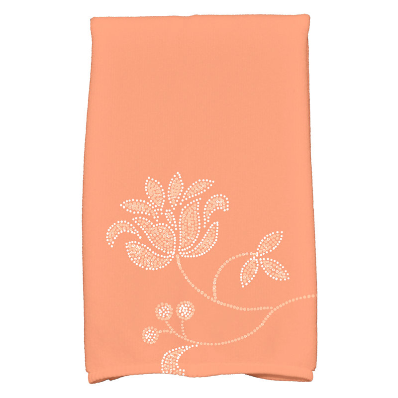 Single Bloom Poly Twill Tea Towel, Orange