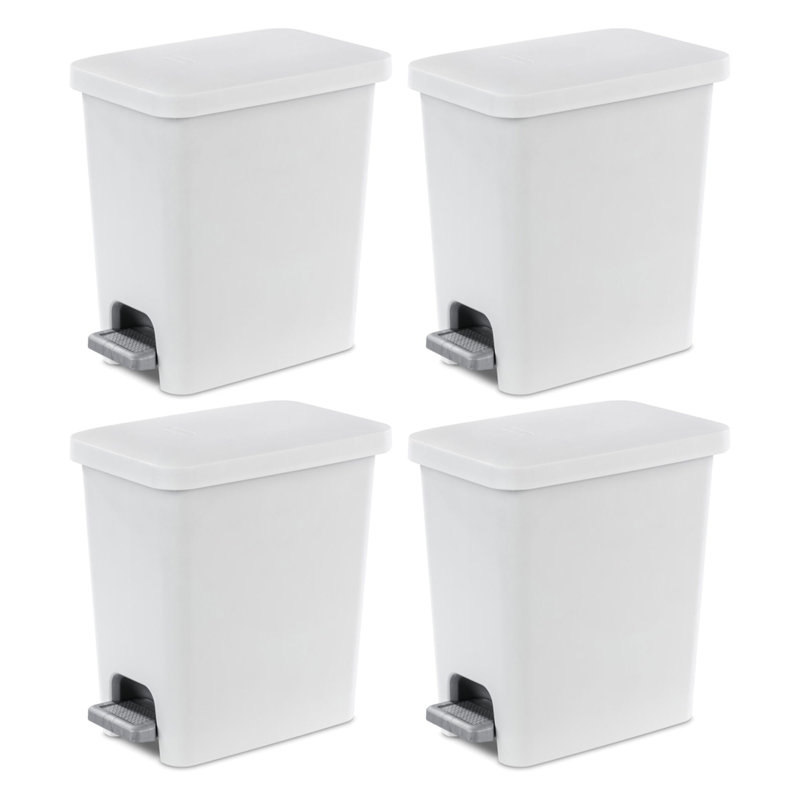 Poubelle à pédale rectangulaire 2,7 gallons Sterilite, blanc (paquet de 4)