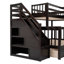 Lit superposé simple au-dessus d'un lit double en L avec 3 tiroirs, bureau portatif et garde-robe, espresso (ANCIEN SKU: LT100542AAP)-580168455