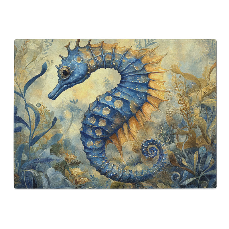 Seahorse Design  Glass Chopping Board