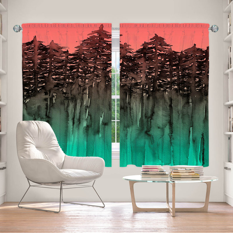 Room Darkening Curtain Pair, 56" W x 78" L, Pink/Green