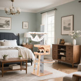 62" H Pure Solid Wood Multi-Nest Cat Climbing Frame with Toys