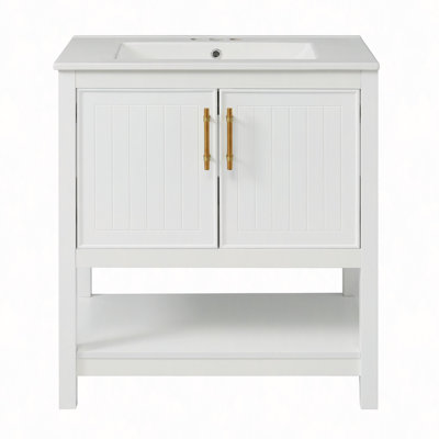 Meuble-lavabo de 30 po avec lavabo en céramique et rangement polyvalent - idéal pour les petites salles de bain