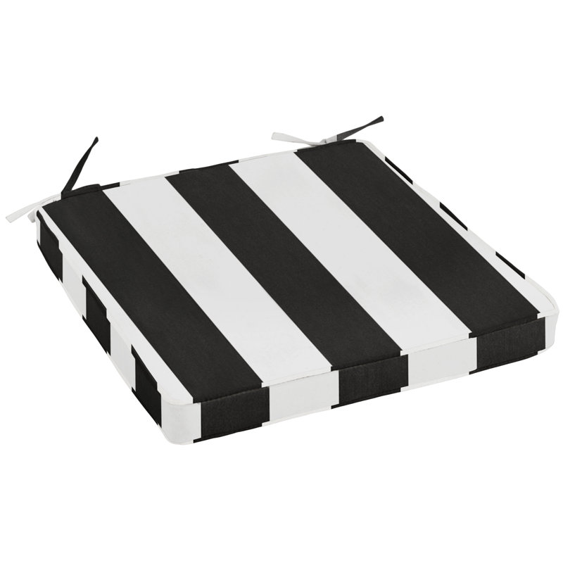 Outdoor Sunbrella Seat Cushion, Black/White Stripe, 1