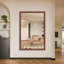 Miroir de salle de bain rectangulaire surdimensionné de 60 po x 40 po avec cadre en noyer