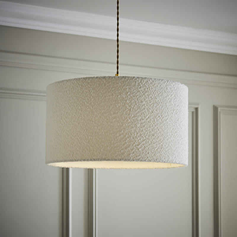 20cm H Cotton Drum Pendant Shade ( Screw On ), 25cm H x 45cm W x 45cm D, Cream