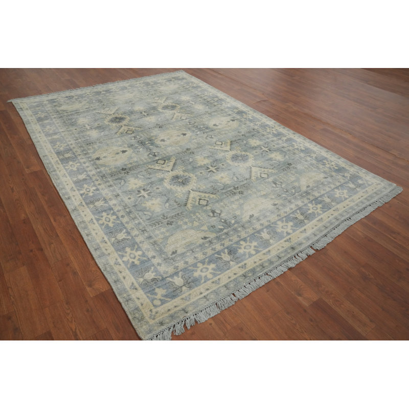 Tapis oriental géométrique Oushak 6 x 8