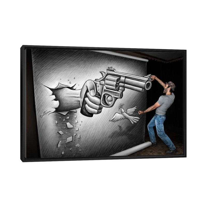 Crayon vs. camera-72 par Ben Heine-impression d’art graphique, H 32 po x l 48 po x 1,5 po, Toile avec cadre noir