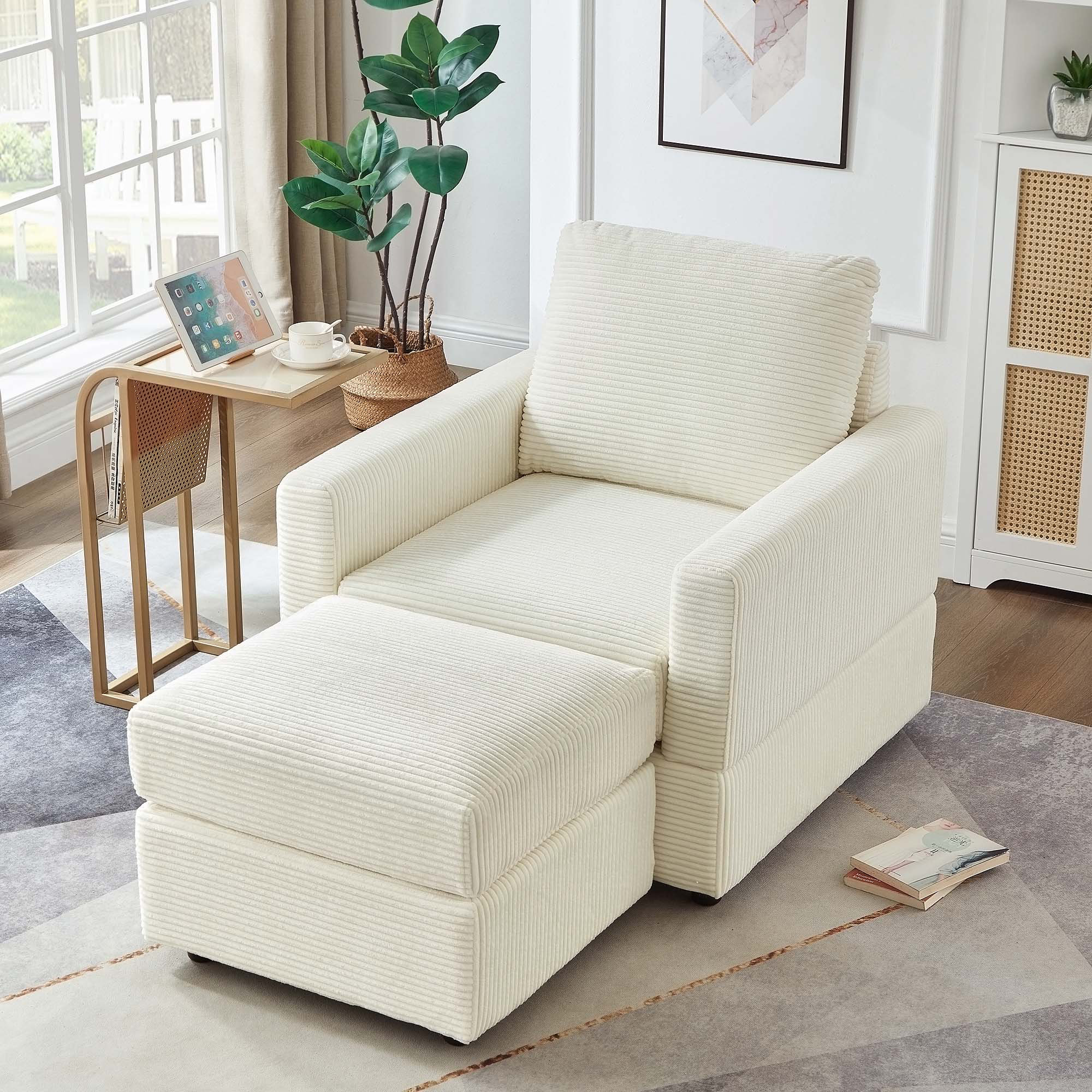 George Oliver Versatile Comfy Chaise Lounge with Ottoman for Living