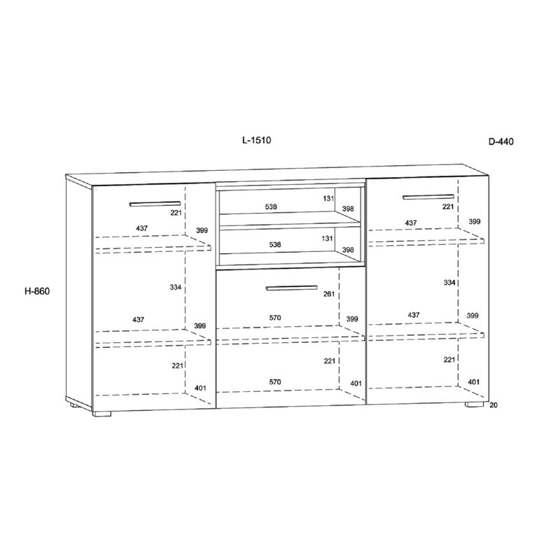 Llywelyn 151cm Sideboard