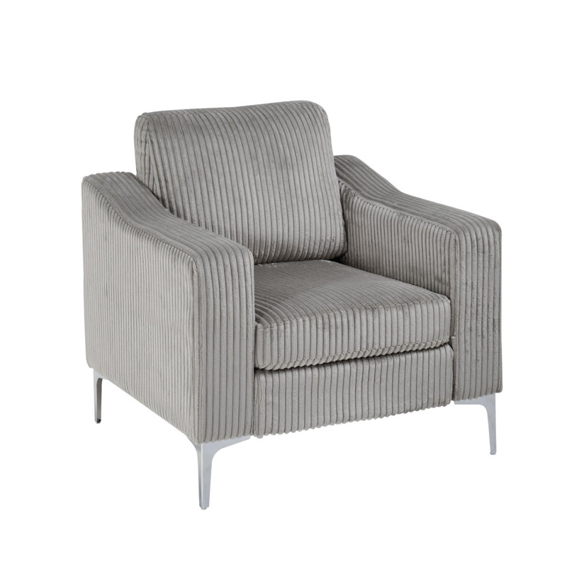 Fauteuil club en velours côtelé, Gris