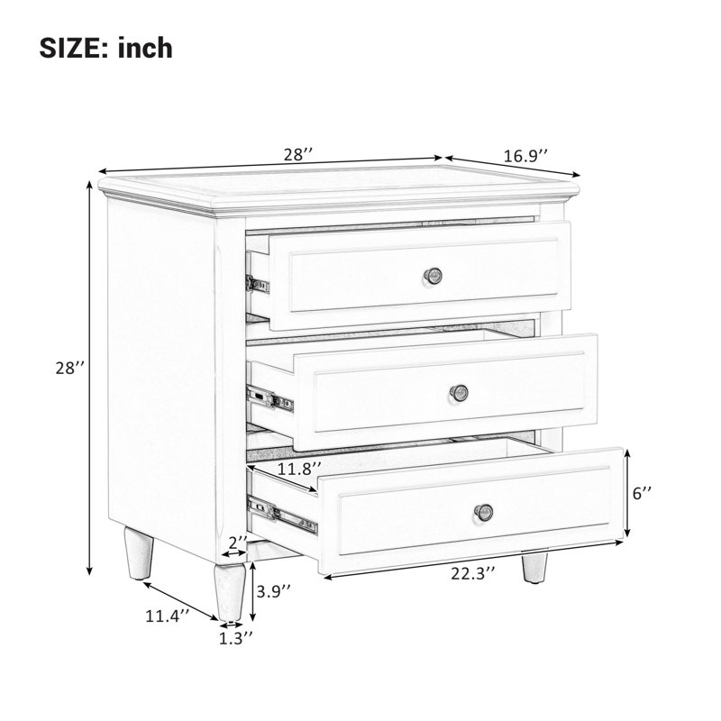 28'' W Nightstand, White