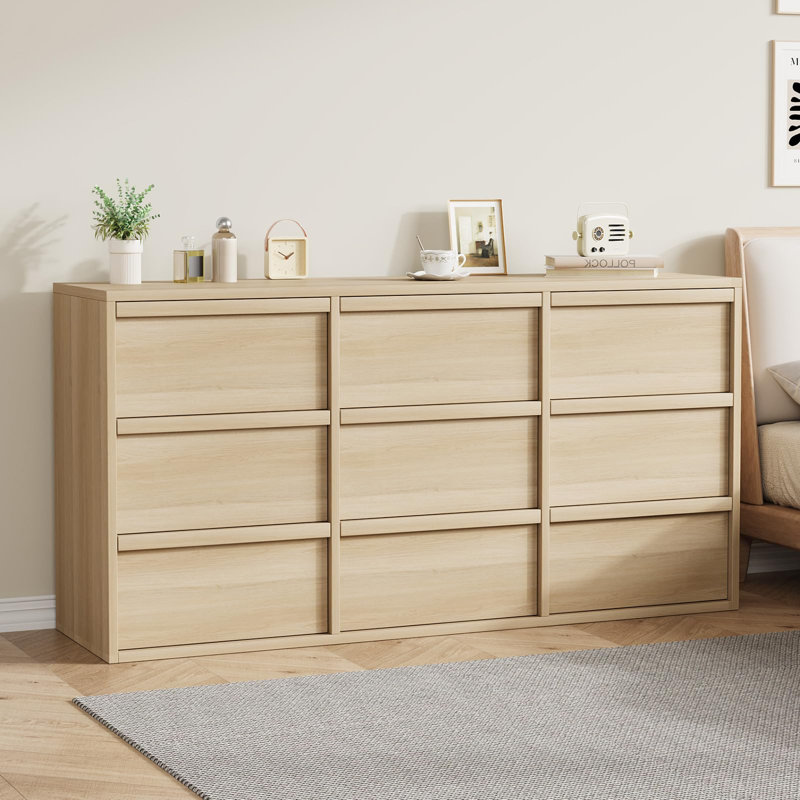 Commode moderne 58 po avec 5 tiroirs, armoire de rangement en bois pour chambre à coucher, salon, entrée, anti-basculement, bois