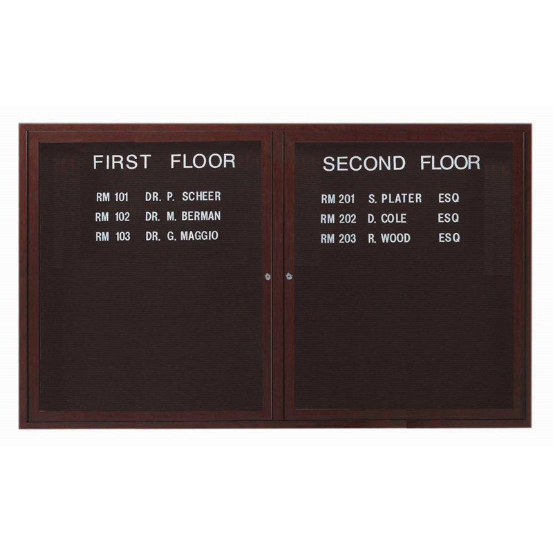 AARCO No Vinyl Metal Letter Board, Walnut Wood, Two, 36" H x 60" W