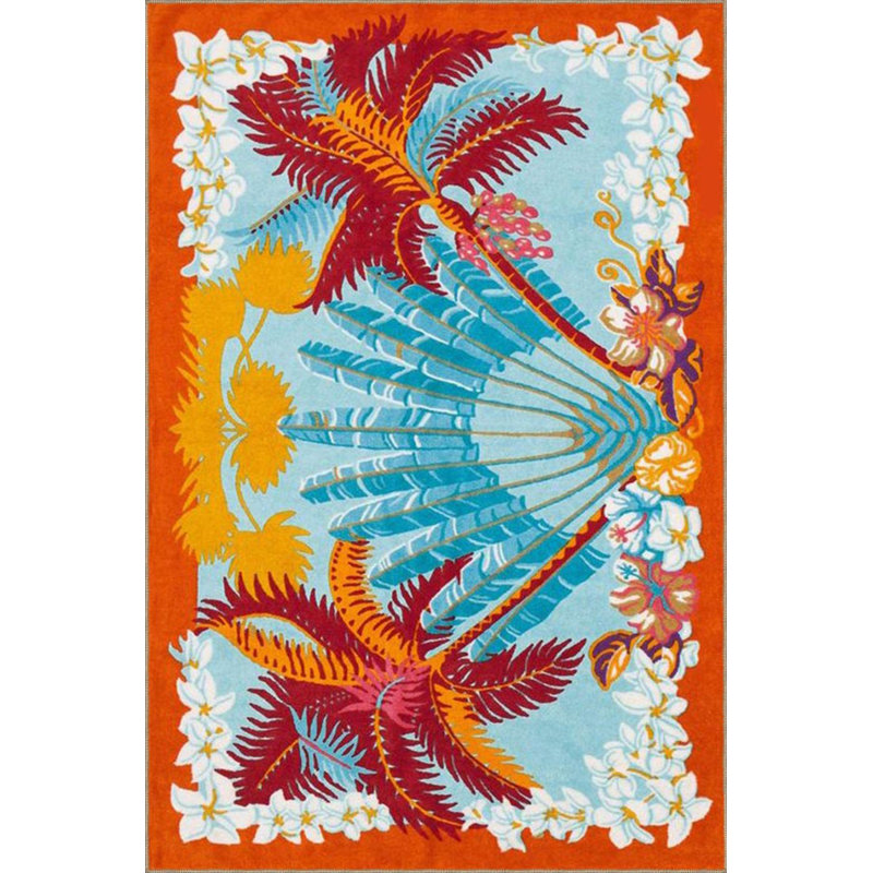 Tree Patterned Woven Base Rug Machine Washable, Square 3'3" Rud Pad Included