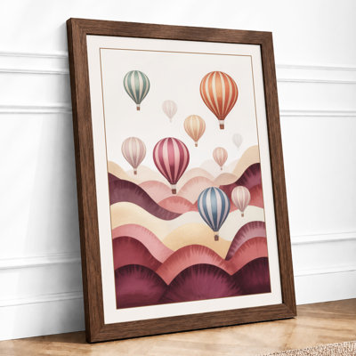 Balloons Over Layered Hills Eclectic - Framed Print