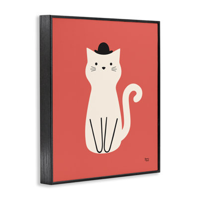 «Chat avec chapeau haut de forme», estampe numérique encadrée par Jessica Beck