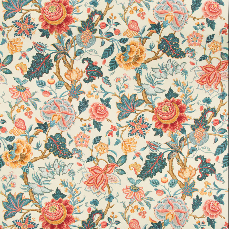 Cevennes Nizam 100% Cotton Performance Fabric, Red/Blue